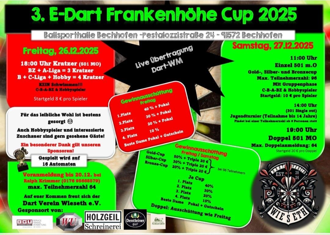 3. E-Dart Frankenhoehe Cup - Einzel Gold/Silber/Bronze