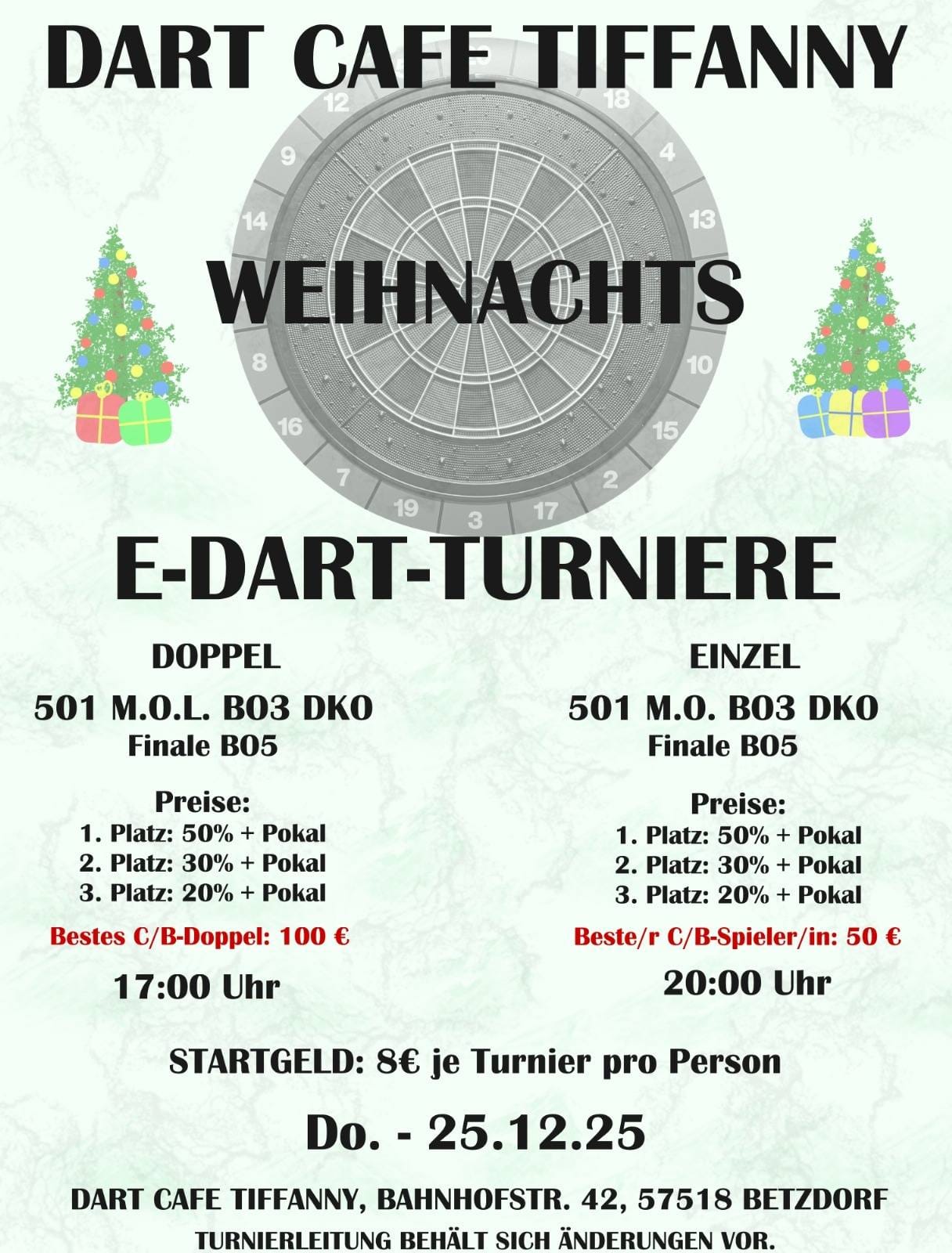 Dart Cafe Tiffanny Weihnachts Doppel