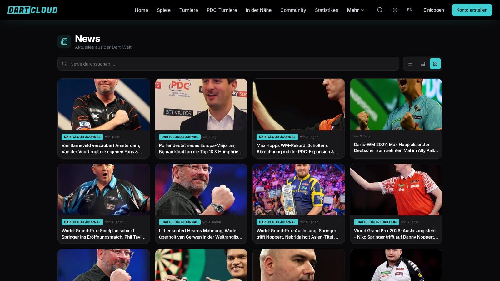Live scores, news and PDC tournament pages