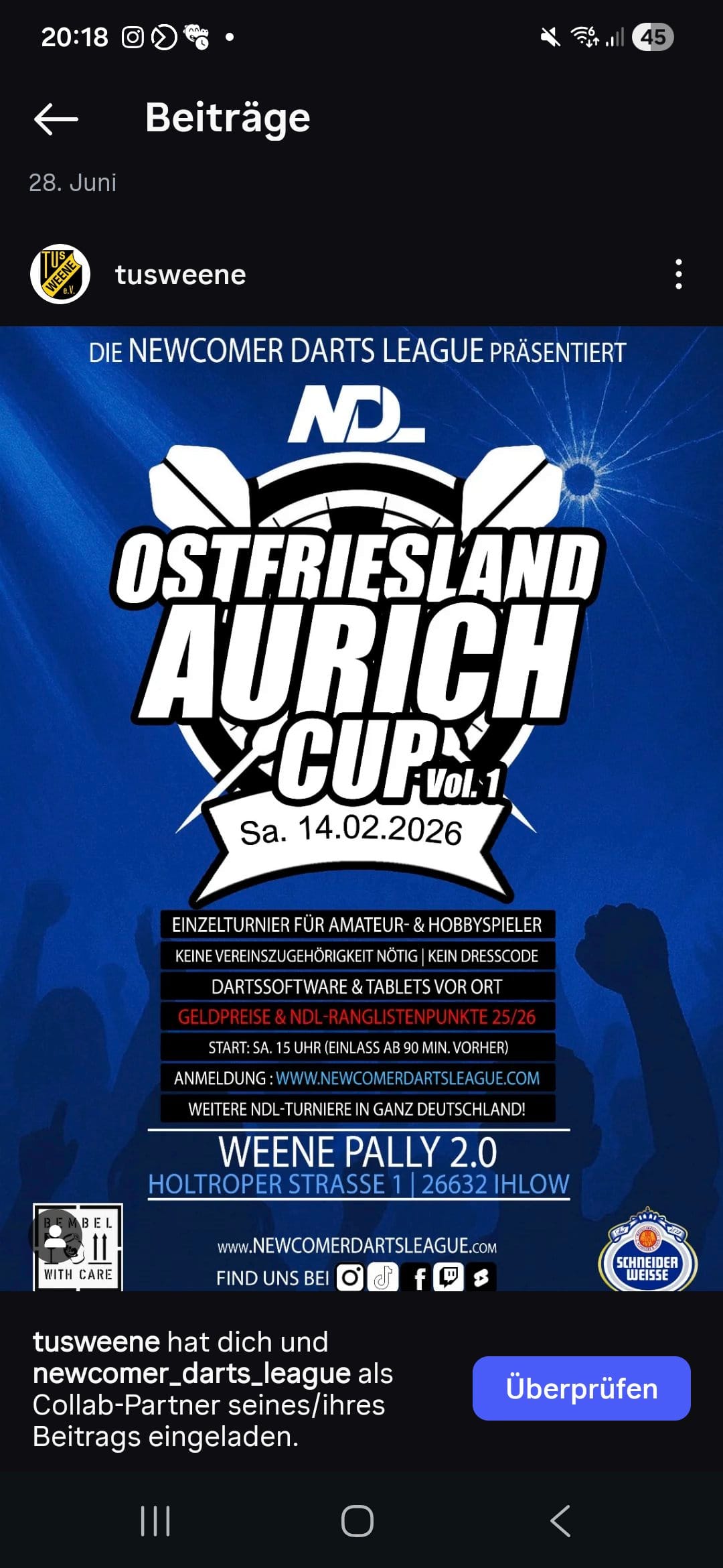 Newcomer Darts League Ostfriesland-Aurich-Cup