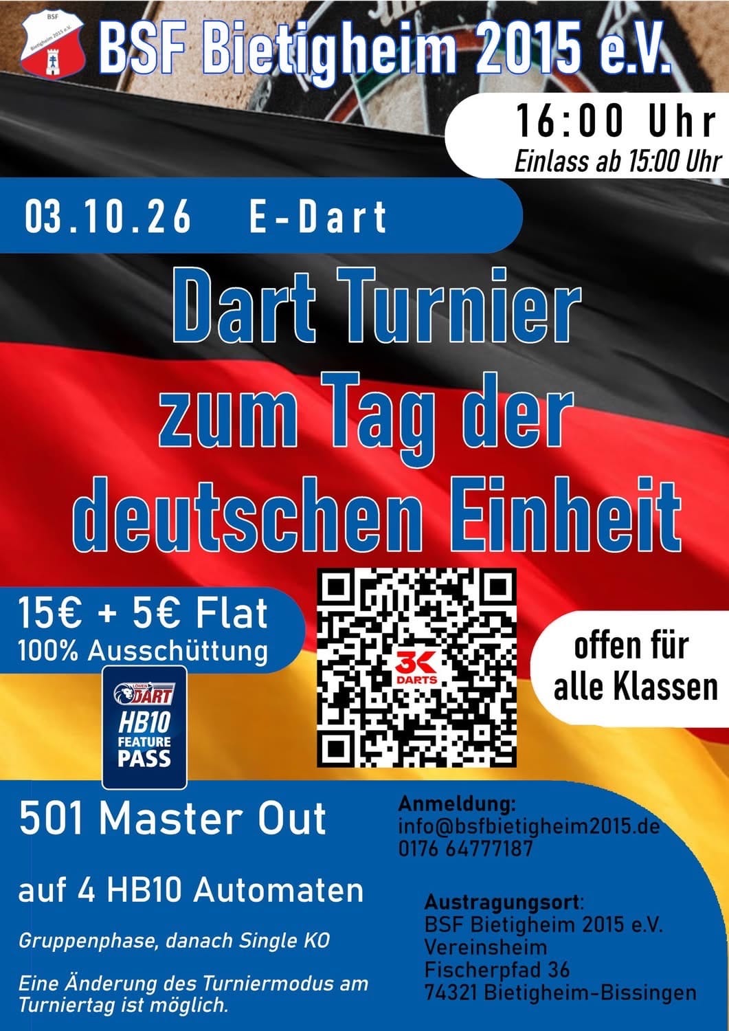 offenes E-Dart Turnier zum Zag der deutschen Einheit