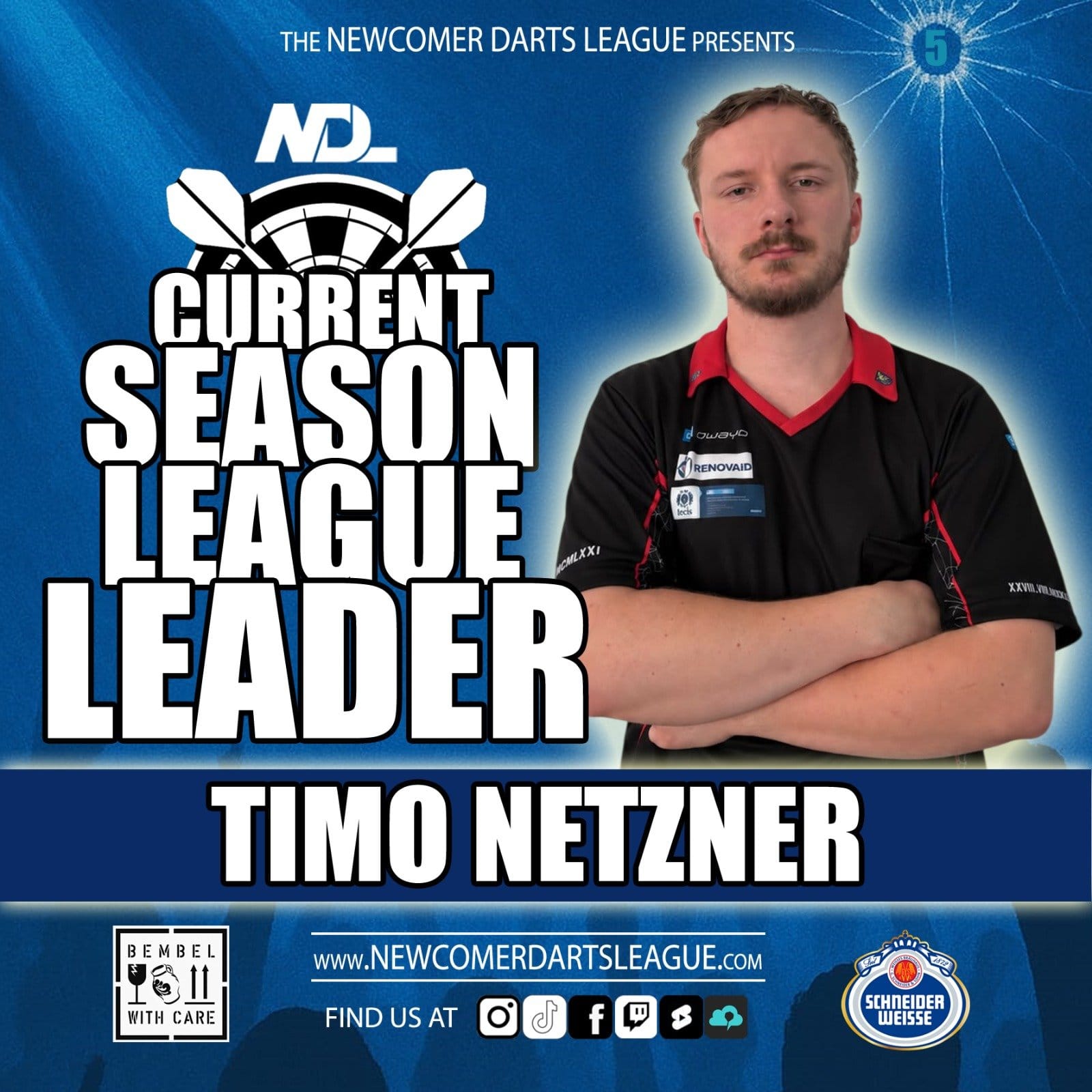 Newcomer Darts League: Es gibt eine neue Nummer 1 im NDL-SEASON-RANKING: TIMO NETZ…