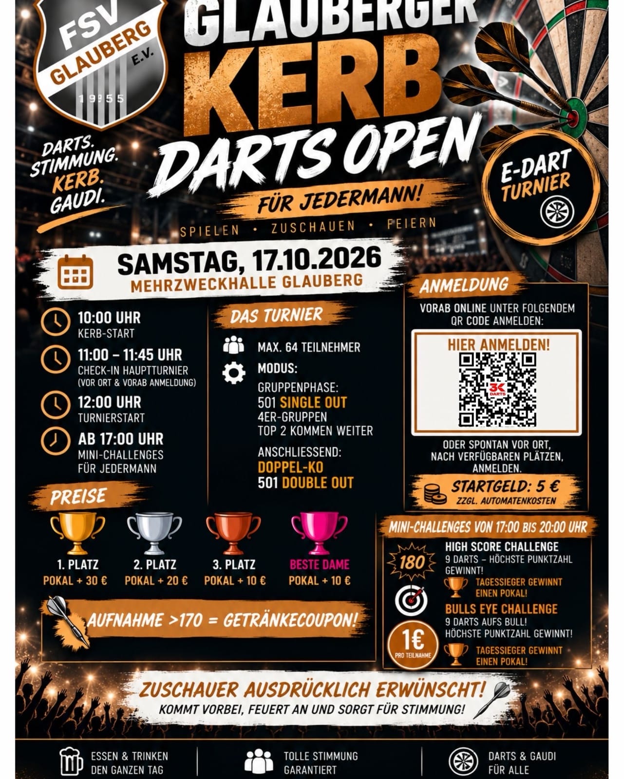 The Blaze: Flyer der Glauberger Kerb Darts Open!