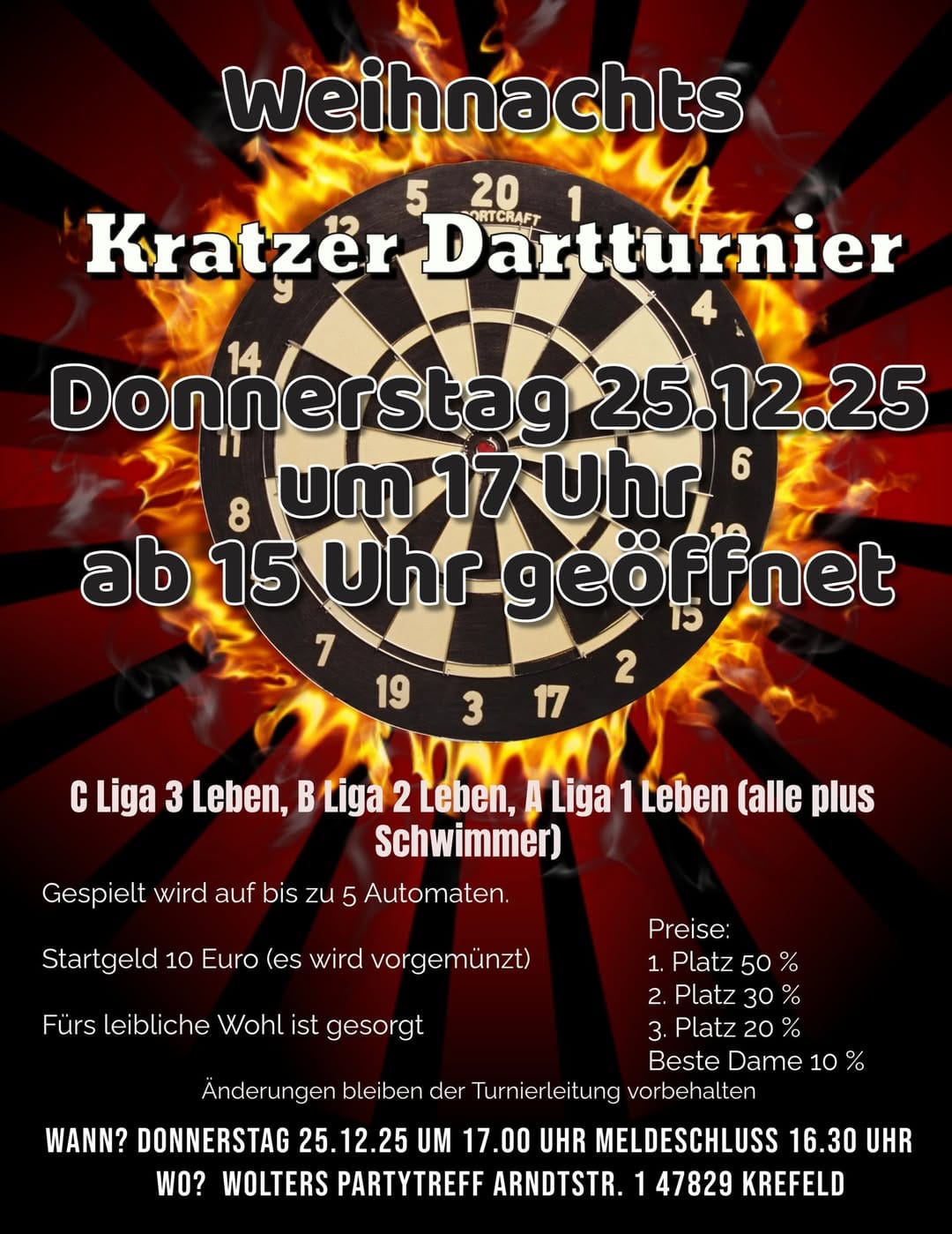 Weihnachts Kratzer Dartturnier Krefeld
