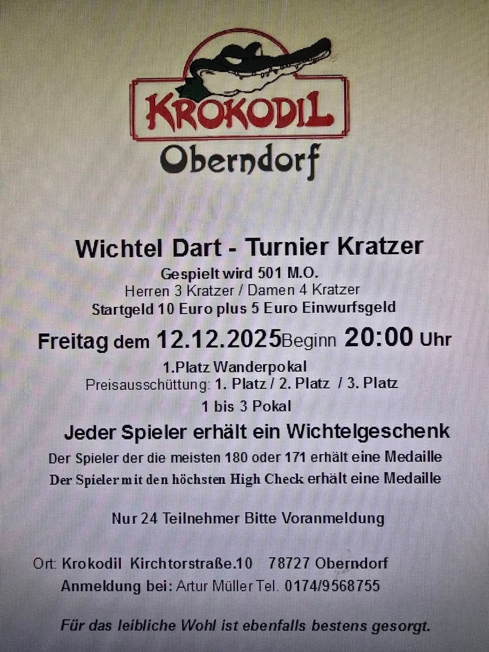 Wichtel Dart-Turnier Krokodil Oberndorf